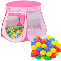 Žaidimų palapinė  Rožinė su 100 margaspalvių kamuoliukų